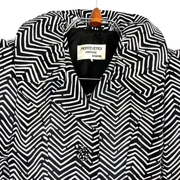 Vintage Monteverdi Couture Genova Luxury Silk Black & White Suit Sz 4 -2 - Picture 7 of 16